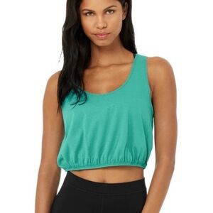 Alo Yoga Cool Breeze Tank Ocean Teal Cropped Top Size M